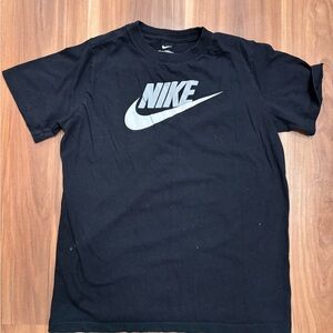 Nike Men's Black Tee with Gray Logo